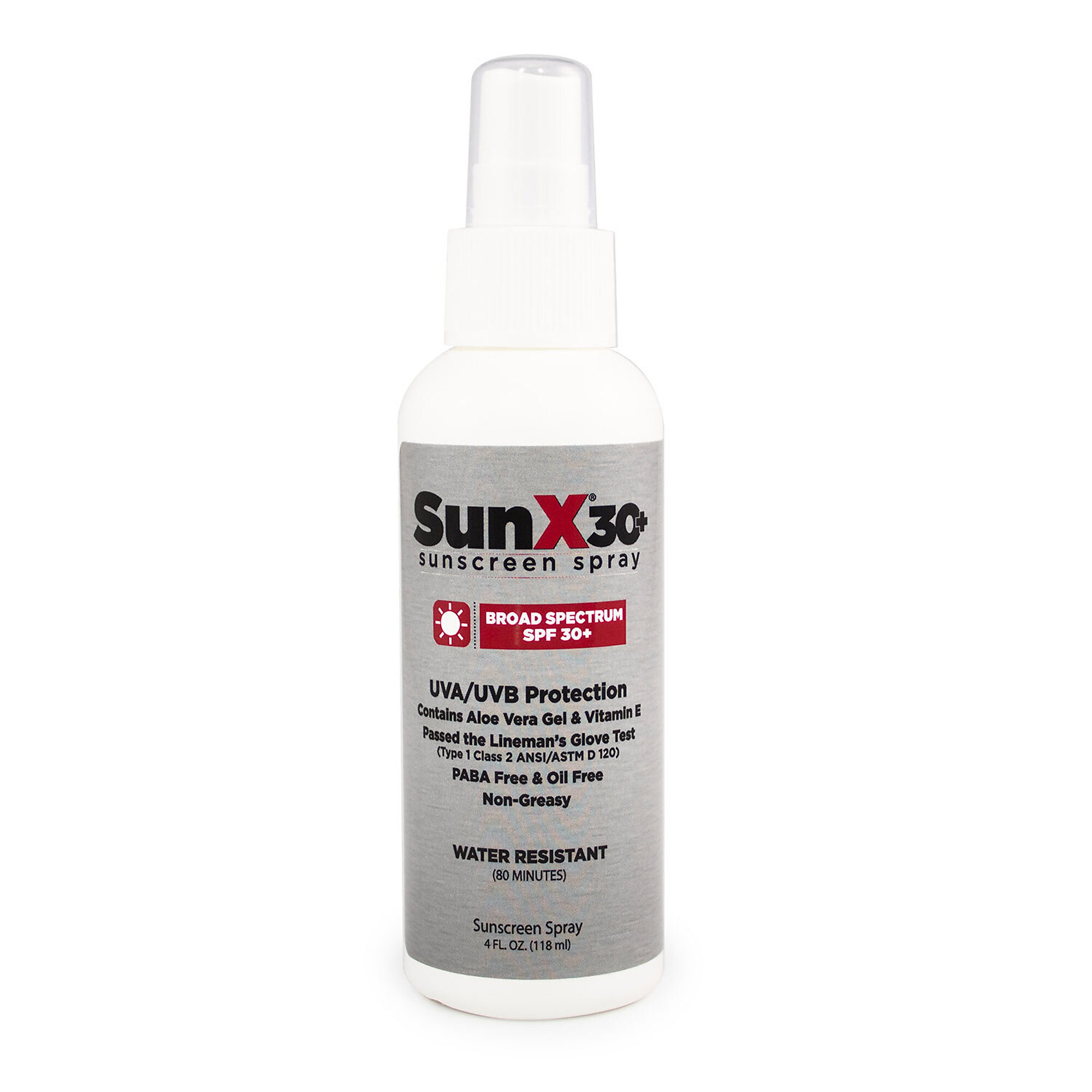 Aero Healthcare SunX30 Sunscreen Spray — 4 Oz. Bottle, SPF 30+, Water-Resistant, Case of 12, Model# 71670